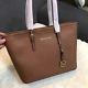 100% Michael Kors Jet Set Travel Saffiano Leather Top Zip Tote Brown Boxed