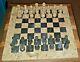 15 Fossilstone & Black Zebra Luxury Table Top Chess Set Plus Board Storage Box