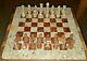 15 Fossilstone & Red Marble Luxury Table Top Chess Set Plus Board Storage Box