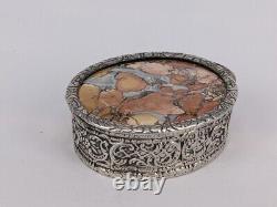 1893 Victorian Silver box with a set stone into the top by Levi & Salaman B'ham