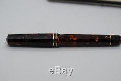 1936 Set Box 2 Omas Extra Lucens Faceted Fountain Pen Ringed Celluloid Top Cond