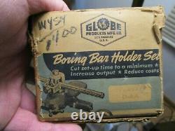1945 NOS In Box Globe Top Slide Boring Bar Set Holder Bars Wrench Lathe Mod OAA