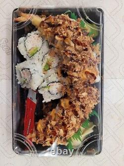 50 Set 8.94x5.63x1.97 Takeout Sushi Tray & Lid To Go Crunch or Multi Roll