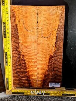 Ancient Quilted Redwood Bookmatched Guitar Bass Top Set Luthier Supplies