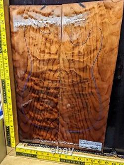 Ancient Quilted Redwood Bookmatched Guitar Bass Top Set Luthier Supplies