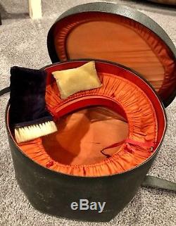 Antique Young Brothers & Dunlap Beaver Fur Top Hat Set with Hat Box & Accessories