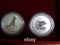 Australien Lunar1 Münzset 9 x 0,5Oz Silbermünzen 50cent inkl. Münzbox Neu top