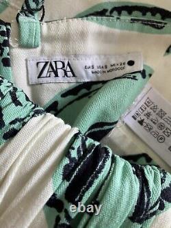 BNWT Zara White Green Box Pleat Skirt Size M & Matching Crop Top Size S Coord