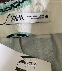 BNWT Zara White Green Box Pleat Skirt Size M & Matching Crop Top Size S Coord