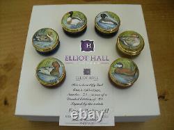Boxed Set of 6 Ltd Ed Elliot Hall Enamels Duck Themed Screw-Top Boxes 1 1/4