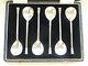 Boxed Set Of 6 Vintage Sterling Silver Seal-top Coffee Spoons, London 1963
