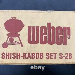 Brand New VTG Weber Shish Kabob Set S-26 with Box (Damaged) Kettle Grill Top