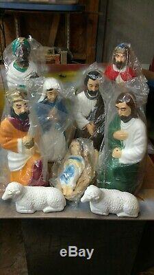 EMPIRE Table Top Miniature Blow Mold Nativity 10 piece set in original box