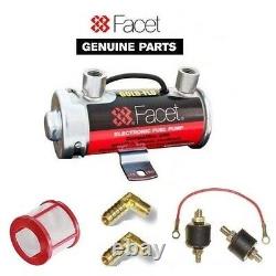 FACET SILVER TOP FUEL PUMP BOX SET + 8mm UNIONS + FILTER + EARTH MOUNTING KIT