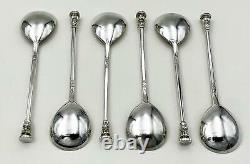 Fine Set 6 Vintage STERLING SILVER SEAL TOP COFFEE SPOONS BOXED London 1963