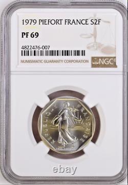 France 1979 Set 10 Silver Piefort Coins Paris NGC PF67-69 Low Mint. Box Top Pop