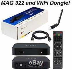 GENUINE MAG 322 IPTV Set-Top Box + 12 MONTHS Subscription + Wifi Dongle