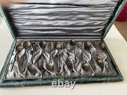 Gorham Sterling Set 12 Aesthetic Twist & Top Demitasse Spoons Original Box
