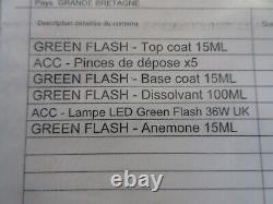 Green Flash MANUCURISTFull Box Set. LED Lamp Top+Base Coat +Dissolvent+Anemone