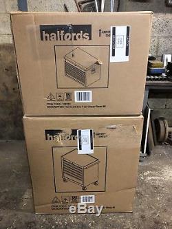 Halfords Industrial Green Tool Box Chest Set Roll Cab and Top Box
