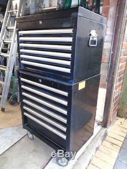 Halfords Industriial black Tool Box Chest Set Roll Cab and Top Box