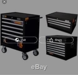 Halfords Industriial black Tool Box Chest Set Roll Cab and Top Box All 3 Boxes