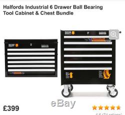 Halfords Industriial black Tool Box Chest Set Roll Cab and Top Box All 3 Items