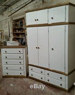 Handmade Berkshire Country (white+dark Oak) 2 Piece Bedroom Set Triple+top Box