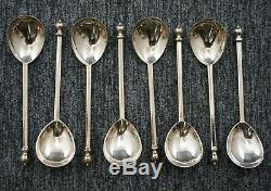 INDUSTRIA ARGENTINA Sterling Silver BALL TOP DEMITASSE SPOONS Boxed Set of 8