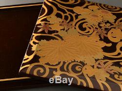 Japan antique gold Chrysanthem makie TABLE TOP LACQUER BOX CABINET gift set