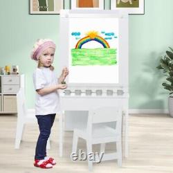 Kids Study Desk And Chair Set With Storage Box Wooden Kids Art Writing Table