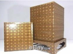 Late Edo Japan antique Octagon Gold TABLE TOP LACQUER BOX CABINET gift set 19 C