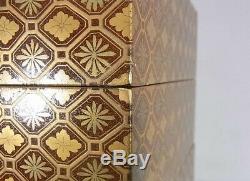 Late Edo Japan antique Octagon Gold TABLE TOP LACQUER BOX CABINET gift set 19 C