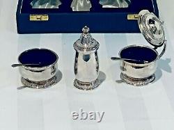 Mappin & Webb Boxed Hallmarked Silver Cruet Set & Spoons 210gms Top quality