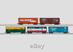 Märklin H0 45655 Set mit 5 Box Cars, verschiedene Bahngesellschaften, Top