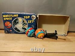 Marx Tin Litho Whistling Space Top Set In Original Box