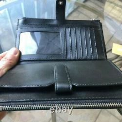 Michael Kors Women Large Black PVC Leather Shoulder Tote Handbag Bag + Wallet