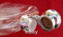 Mint Hand Etched Crystal Pocket Flask Setsterling Topmatching Shot Glassboxed