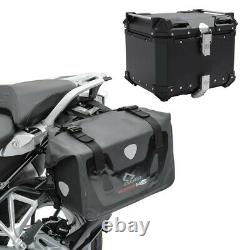 Motorcycle Saddlebags RB25 Set + Aluminium top box XB55 Bagtecs Waterproof blk