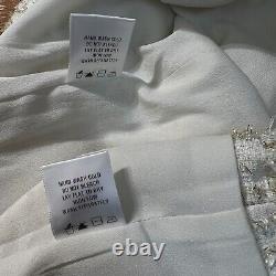 NBD Tweed Set M Blair Mini Skirt Shawna Crop Top Ivory Metallic Gold Fringe Zip