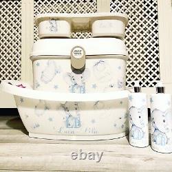 Personalised Baby Box, Baby Bath and top tail Elephant