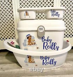 Personalised Baby Box, Baby Bath and top tail tray Little Prince