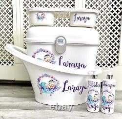 Personalised Baby Box, Bath and top tail tray Mermaid Snuggle Bath Set
