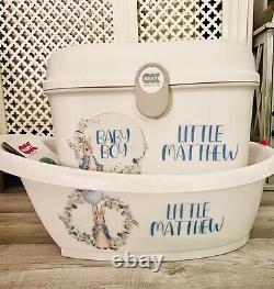 Personalised Baby Box, Bath and top tail tray Peter Rabbit