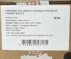 Pokemon Sealed Case Shining Fates Elite Top Trainer Box Set 10x 4.5 EN SEALED