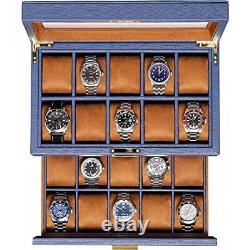 ROTHWELL 20 Slot Leather Watch box Luxury Watch Case Display Jewelry Organizer