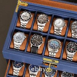 ROTHWELL 20 Slot Leather Watch box Luxury Watch Case Display Jewelry Organizer