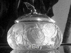 Rene Lalique 1927 Rare Dinard Box, Top Set in Sterling Silver Frame. Signed