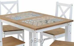 Salvador 1+4 Tile Top Dining Set White/Grey 2 Chairs 1 Dining Table New Boxed