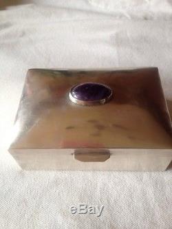 Sanborns sterling Box Amethyst Stone Set In Top